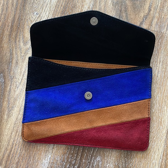Patricia Nash Suede Patchwork Stripe Flap Clutch - Picture 9 of 11